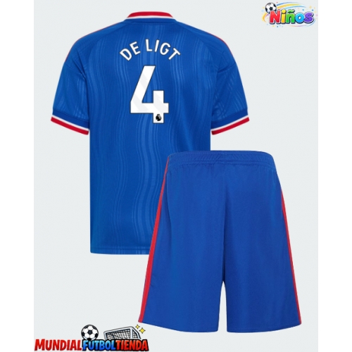 Camiseta Manchester United Matthijs de Ligt #4 Segunda Equipación Replica 2026-27 para niños mangas cortas (+ Pantalones cortos)